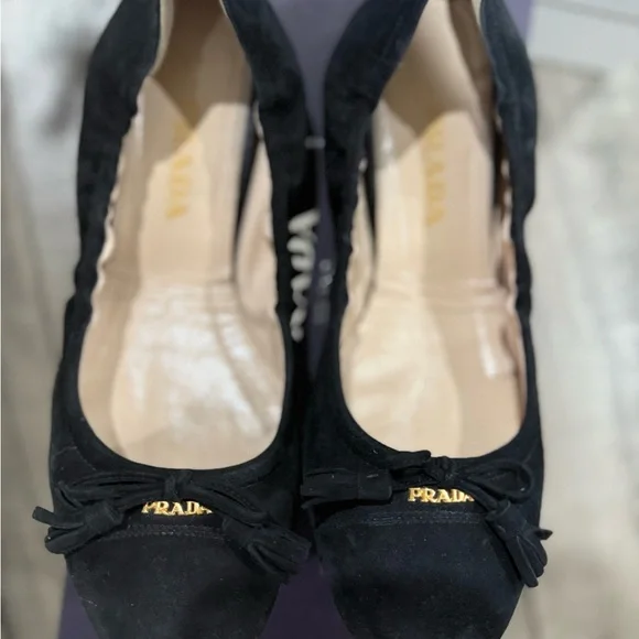 Prada Women's Black Suede Loafers with Bow - Picture 4 of 8